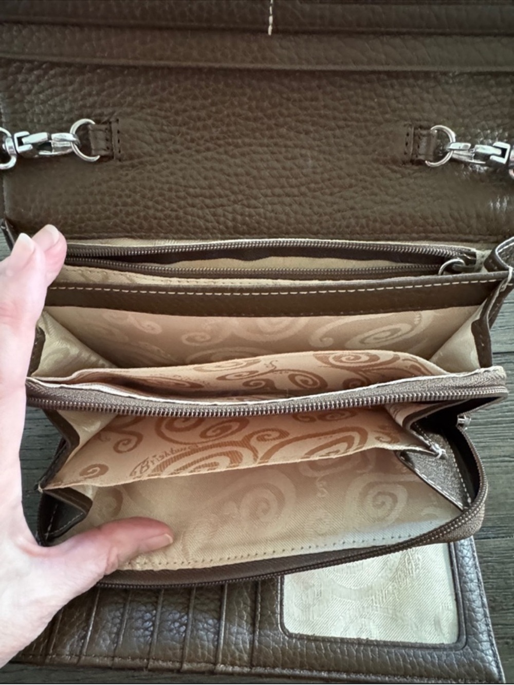 🤎 Brighton Croc Embossed Leather Crossbody Wallet Purse Bag - Picture 4 of 8